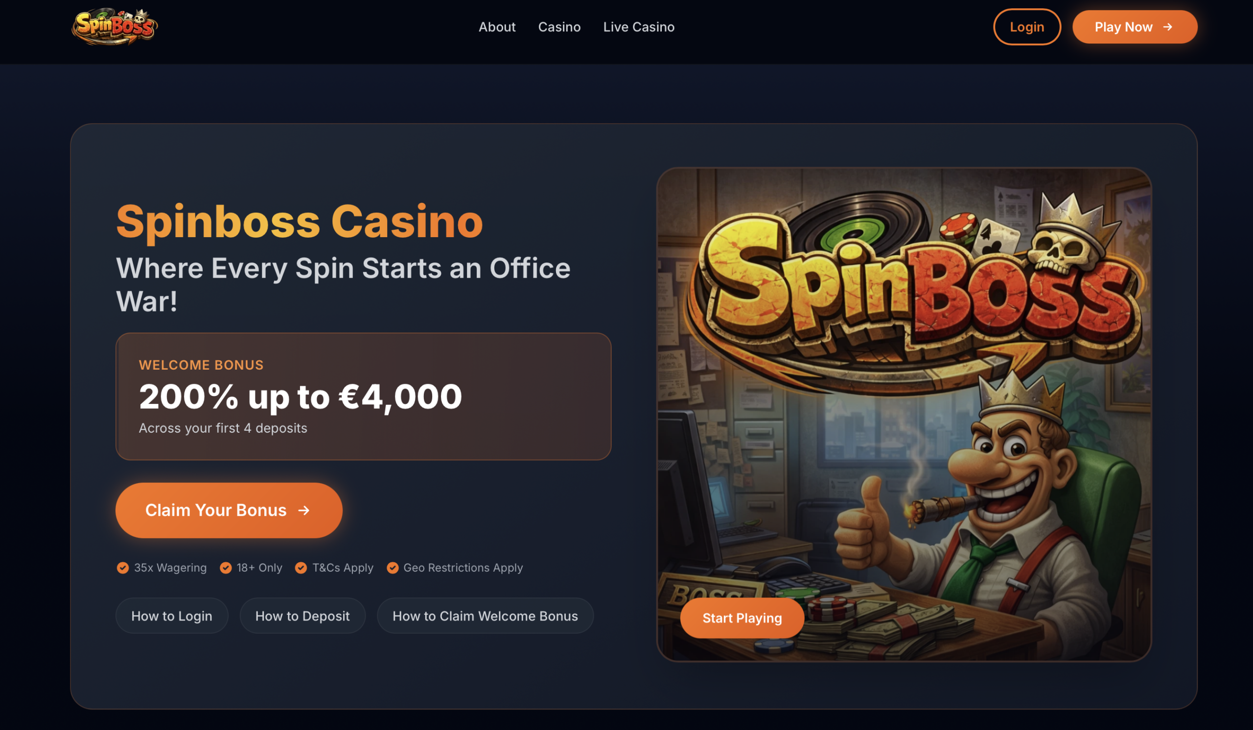 Spinboss - Casino Online com 15.000+ Jogos e Bónus de €15.000